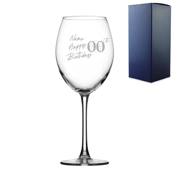Engraved  Enoteca Wine Glass Happy 20,30,40,50...Birthday Speckled, Gift Boxed Image 2