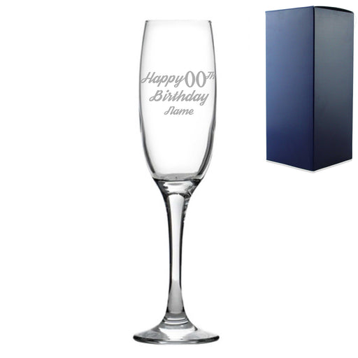Engraved  Champagne Flute Happy 20,30,40,50... Birthday Modern Image 1