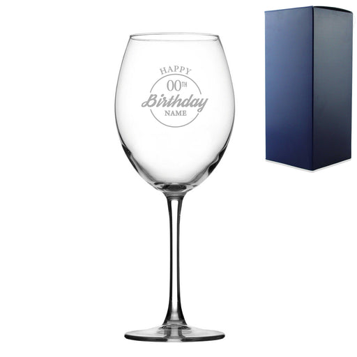 Engraved  Enoteca Wine Glass Happy 20,30,40,50...Birthday Circle, Gift Boxed Image 1
