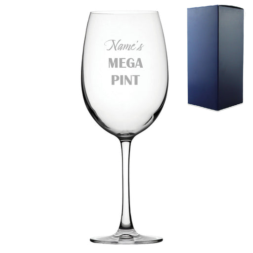 Personalised Engraved Mega Pint Glass, Fits a Whole Bottle of Wine, Novelty Gift, Bold Design Image 1