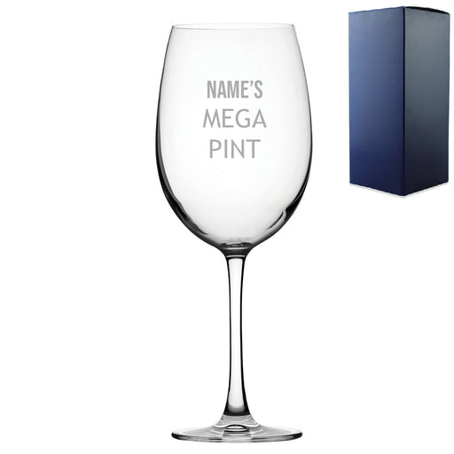 Personalised Engraved Mega Pint Glass, Fits a Whole Bottle of Wine, Novelty Gift, Modern Design Image 1