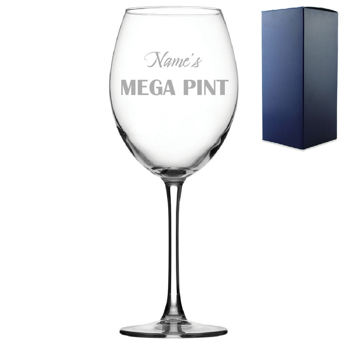 Personalised Engraved Mega Pint Wine Glass, Novelty Gift Bold Design Image 1