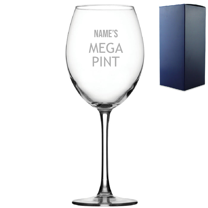 Personalised Engraved Mega Pint Wine Glass, Novelty Gift Modern Design Image 2