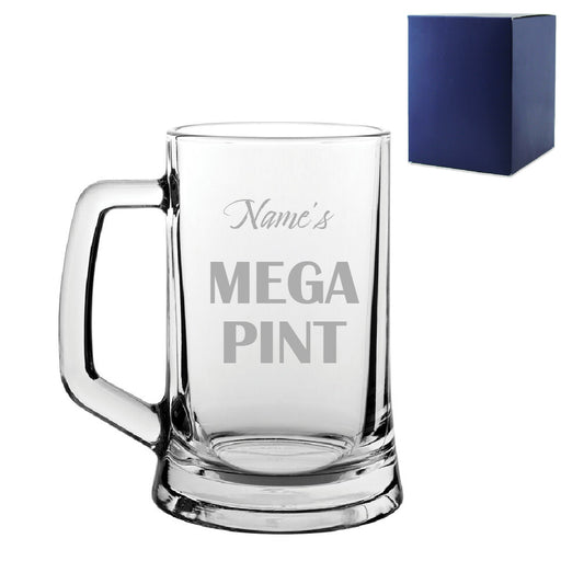 Personalised Engraved Mega Pint Beer Glass, Novelty Tankard, Bold Design Image 1