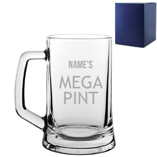 Personalised Engraved Mega Pint Beer Glass, Novelty Tankard, Modern Design Image 1