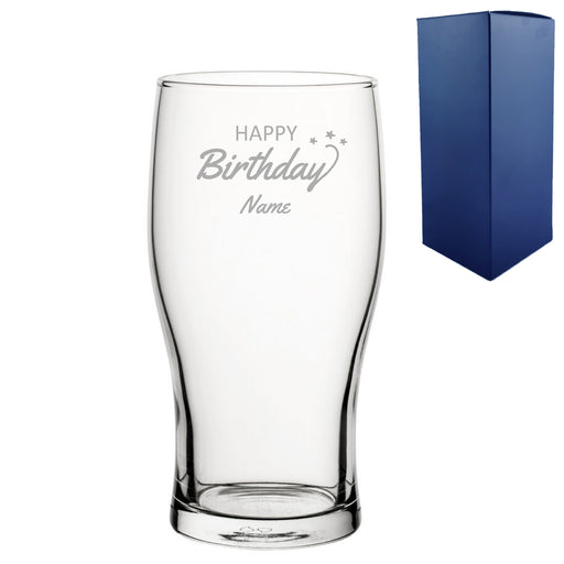 Engraved Happy Birthday Pint Glass, Gift Boxed Image 1