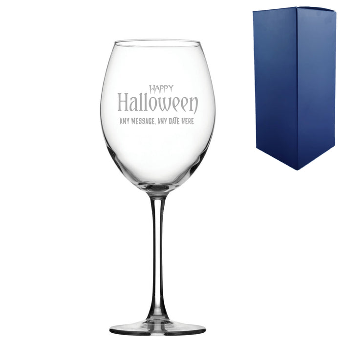 Engraved Happy Halloween Enoteca Wine Glass, Gift Boxed Image 2