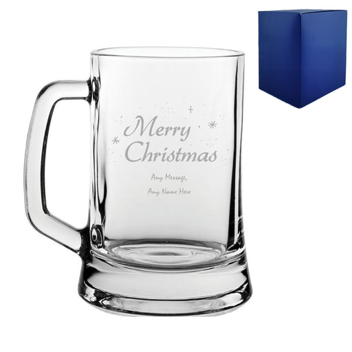 Engraved Merry Christmas Beer Mug, Gift Boxed Image 2