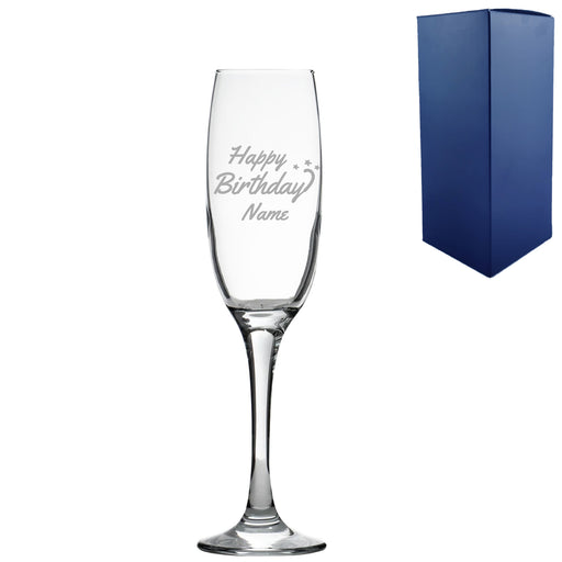 Engraved Happy Birthday champagne flute, Gift Boxed Image 1