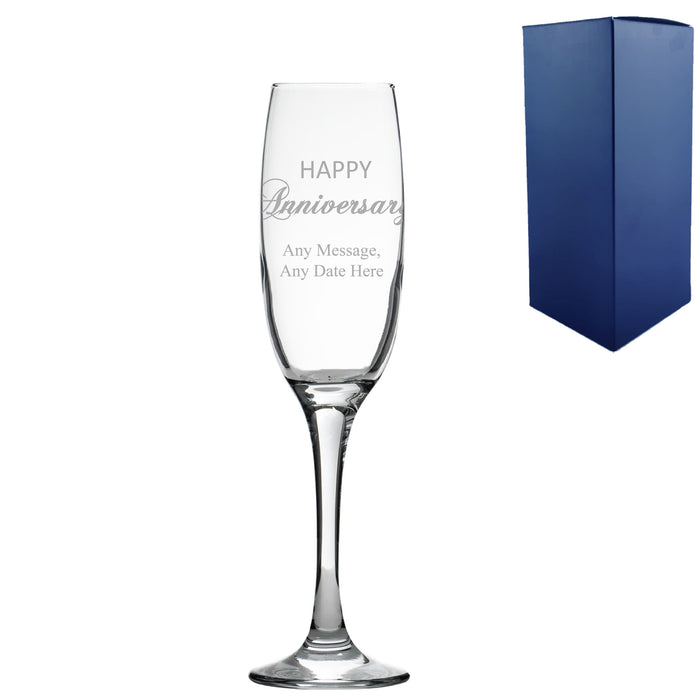 Engraved Anniversary champagne flute, Gift Boxed Image 2