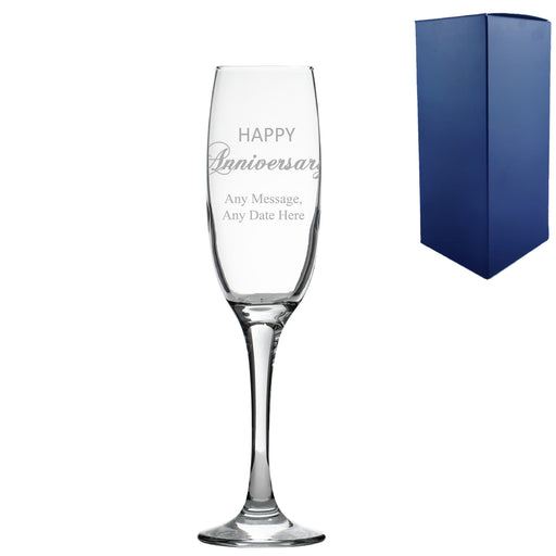 Engraved Anniversary champagne flute, Gift Boxed Image 1