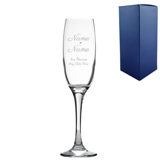 Engraved Wedding champagne flute, Gift Boxed Image 1