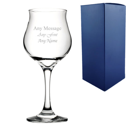 Engraved Wavy Red Wine Glass 12oz/354ml, Any Message Image 1