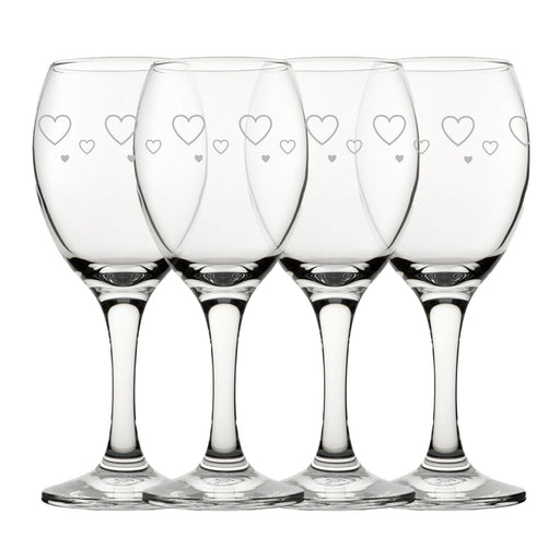 Engraved Hearts Pattern Pure Wine Set of 4 11oz Glasses Image 2