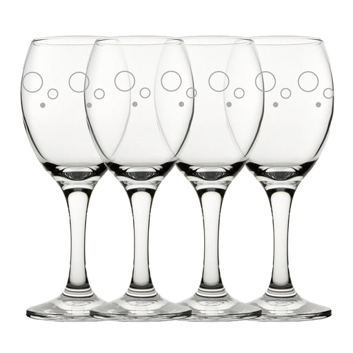 Engraved Circles Pattern Pure Wine Set of 4 11oz Glasses Image 1