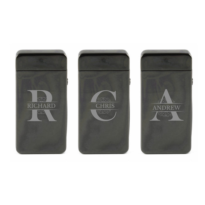 Engraved Electric Arc Lighter, Black, Any Letter, Gift Boxed Image 4