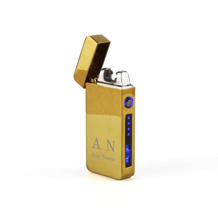 Engraved Electric Arc Lighter, Gold, Initials, Gift Boxed Image 3