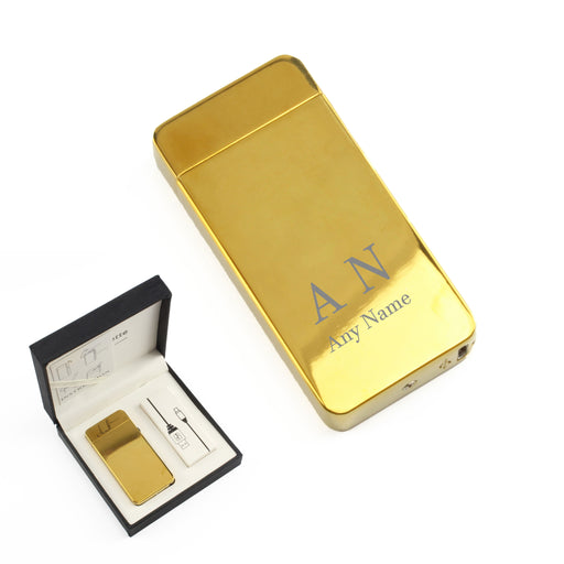 Engraved Electric Arc Lighter, Gold, Initials, Gift Boxed Image 2
