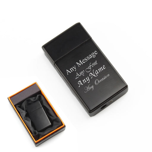 Engraved Jet Gas Lighter Black Any Message Gift Boxed Image 1