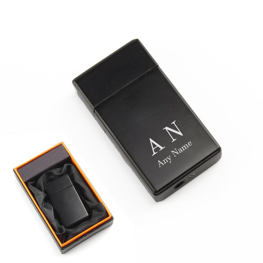 Engraved Jet Gas Lighter Black Initials Gift Boxed Image 2