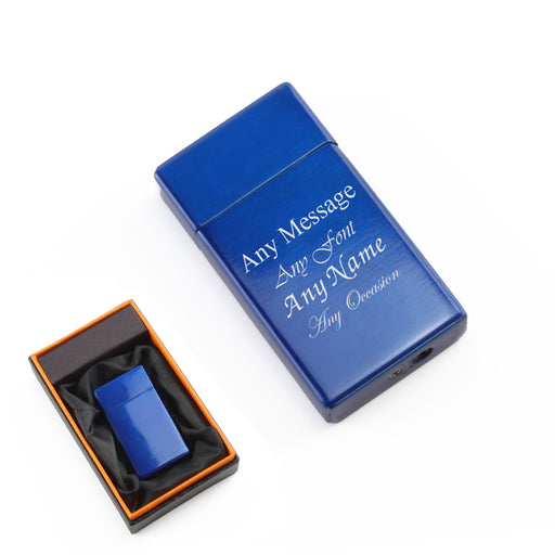 Engraved Jet Gas Lighter Blue Any Message Gift Boxed Image 1