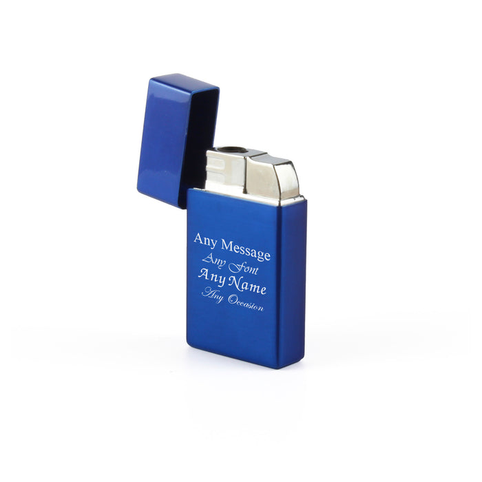 Engraved Jet Gas Lighter Blue Any Message Gift Boxed Image 3