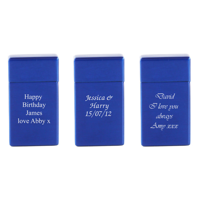 Engraved Jet Gas Lighter Blue Any Message Gift Boxed Image 4