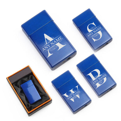 Engraved Jet Gas Lighter Blue Any Letter Gift Boxed Image 2