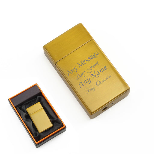 Engraved Jet Gas Lighter Gold Any Message Gift Boxed Image 1