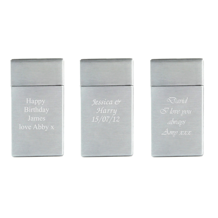 Engraved Jet Gas Lighter Silver Any Message Gift Boxed Image 4