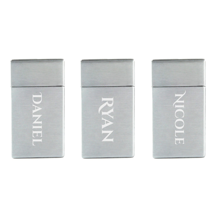Engraved Jet Gas Lighter Silver Any Name Gift Boxed Image 4
