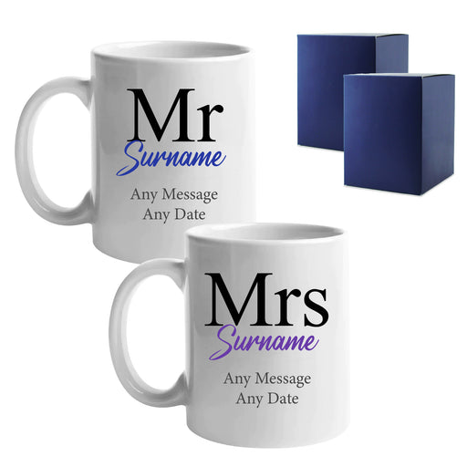 Mr and Mrs Mug Set, Classic Font Design, Ceramic 11oz/312ml Mugs Image 2