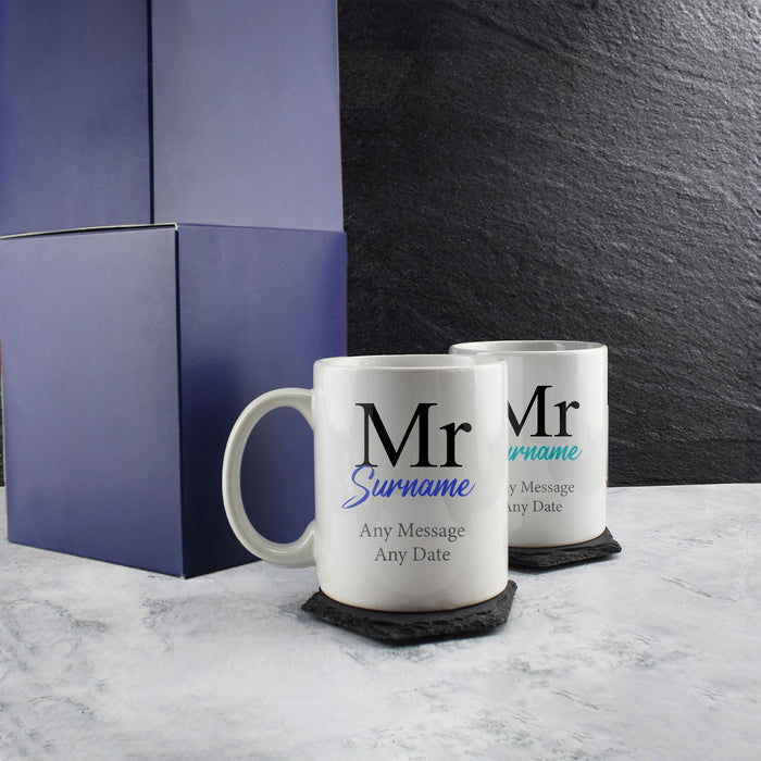Mr and Mr Mug Set, Classic Font Design, Ceramic 11oz/312ml Mugs Image 3