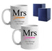 Mrs and Mrs Mug Set, Classic Font Design, Ceramic 11oz/312ml Mugs Image 2