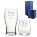 Engraved His and Hers Any Text Beer and Stemless Wine Glass Set Image 1
