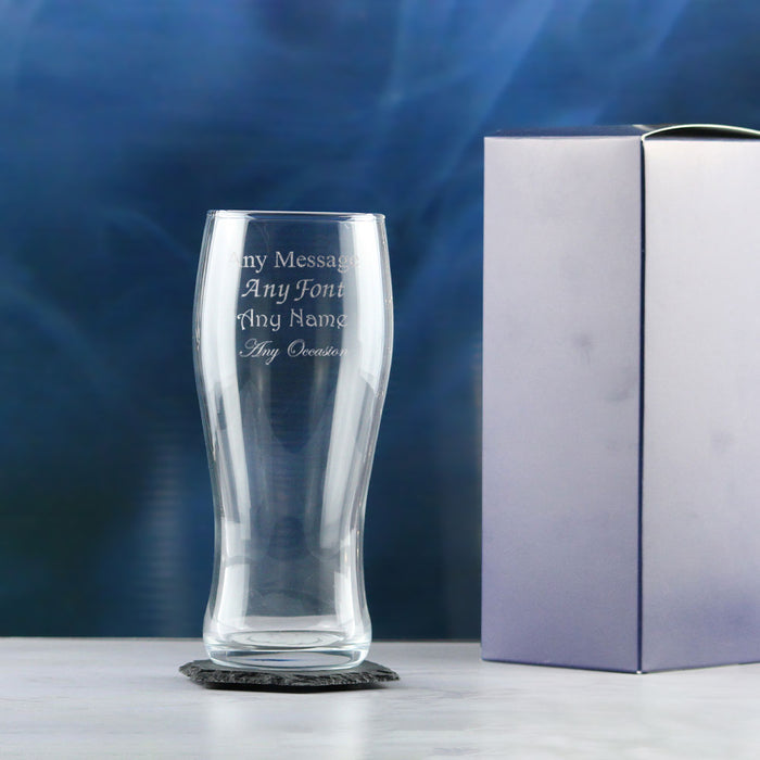 Engraved Pint Glass, Nevis Curved 20oz Beer Glass, Gift Boxed Image 3