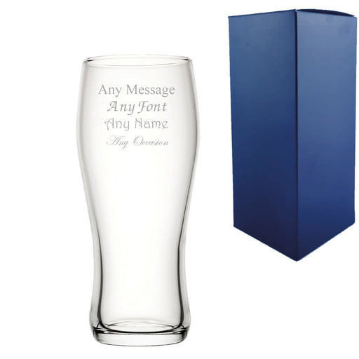 Engraved Pint Glass, Nevis Curved 20oz Beer Glass, Gift Boxed Image 2