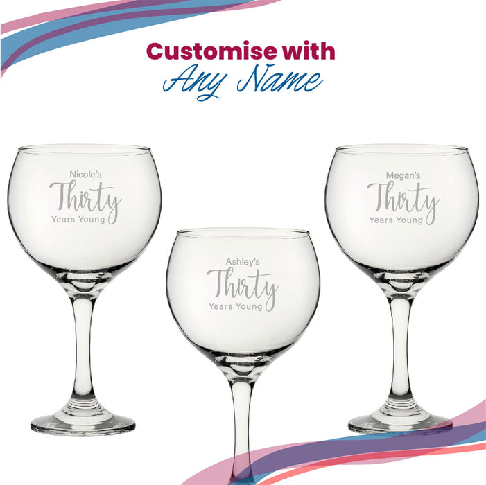 Engraved 30th Birthday Cubata Gin Glass, Years Young Delicate Font Image 5