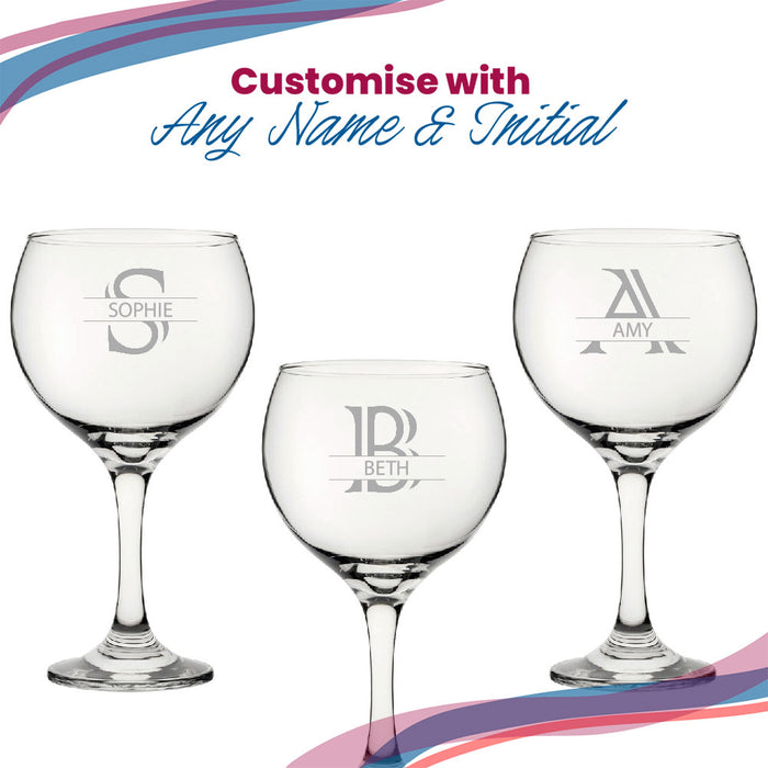Engraved Cubata Gin Glass, Initial and Name, Striped Font Image 5