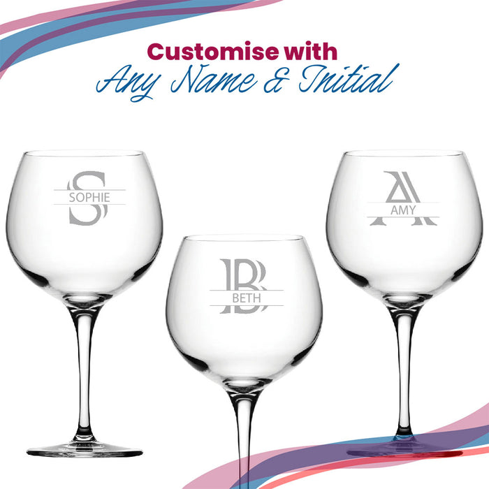 Engraved Primeur Gin Glass, Initial and Name, 680ml, Striped Font Image 5