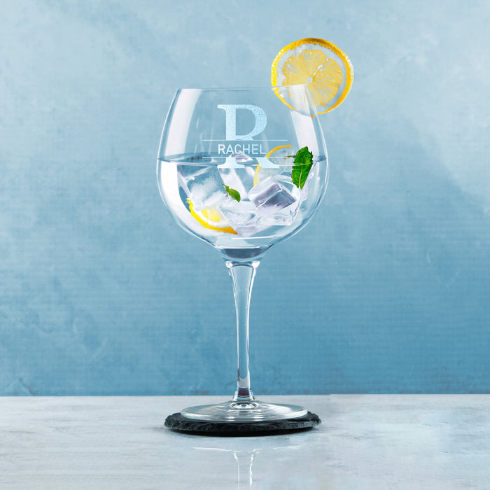 Engraved Primeur Gin Glass, Initial and Name, 680ml, Classic Font Image 4