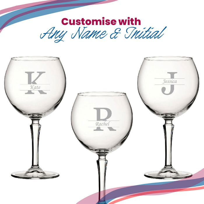 Engraved Hudson Gin Glass, Initial and Name, 650ml, Classic Font Image 5
