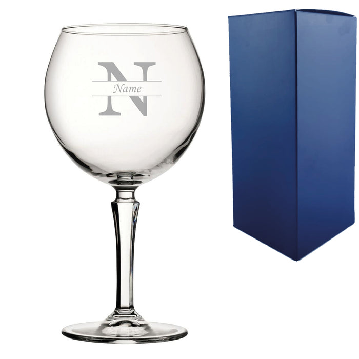 Engraved Hudson Gin Glass, Initial and Name, 650ml, Classic Font Image 2