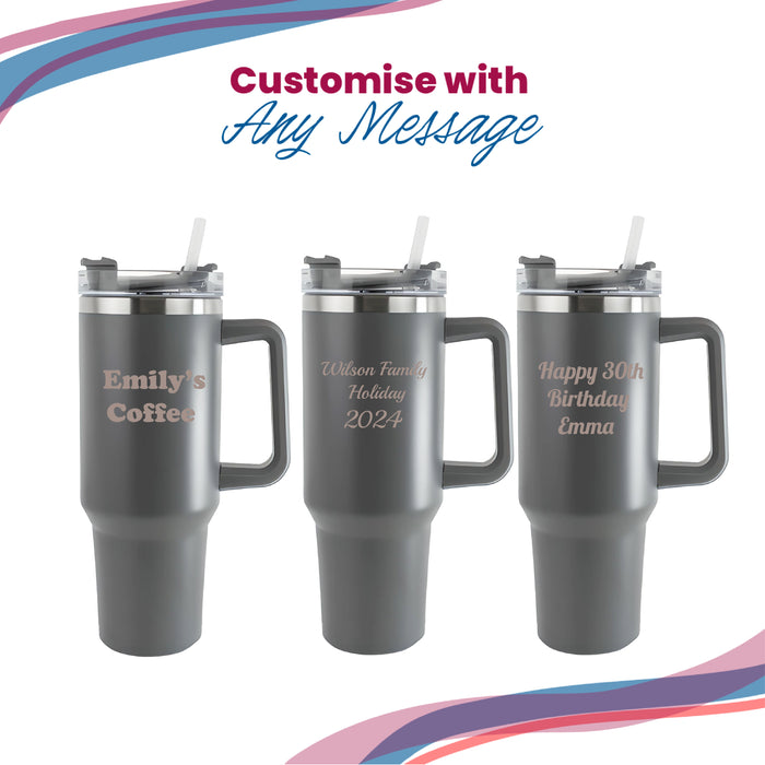 Engraved Extra Large Grey Travel Cup 40oz/1135ml, Any Message Image 4