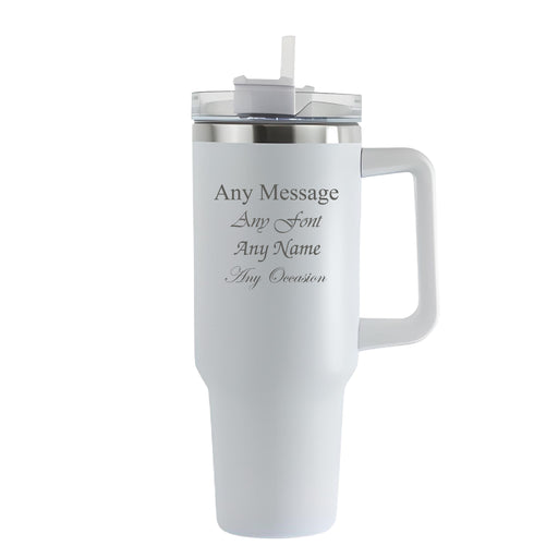 Engraved Extra Large White Travel Cup 40oz/1135ml, Any Message Image 2