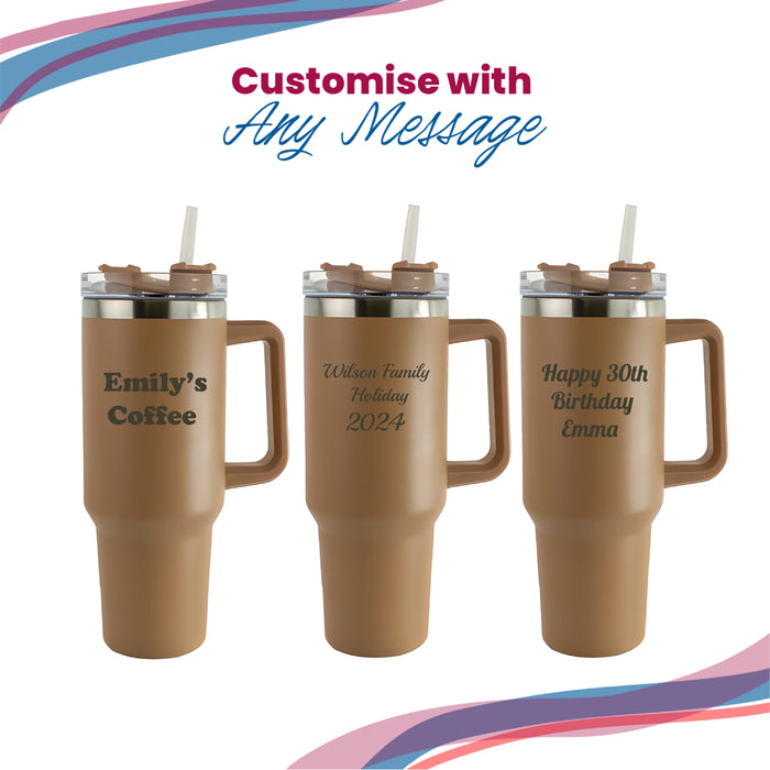 Engraved Extra Large Brown Travel Cup 40oz/1135ml, Any Message Image 4