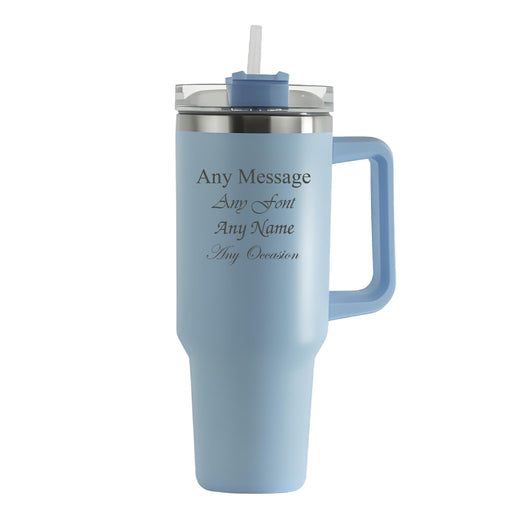 Engraved Extra Large Light Blue Travel Cup 40oz/1135ml, Any Message Image 1