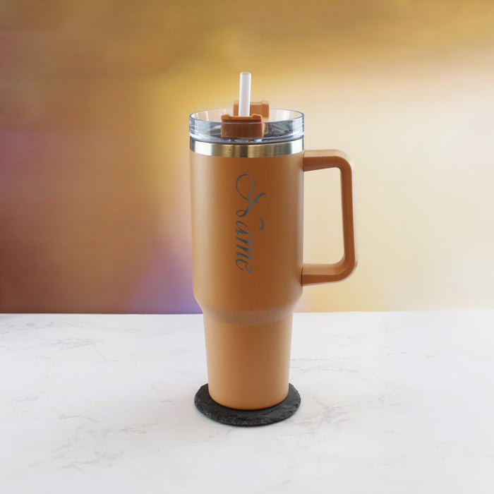 Engraved Extra Large Brown Travel Cup 40oz/1135ml, Any Name Image 3