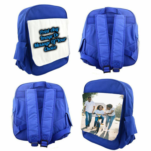Personalised Printed Blue Kids Backpack Image 1