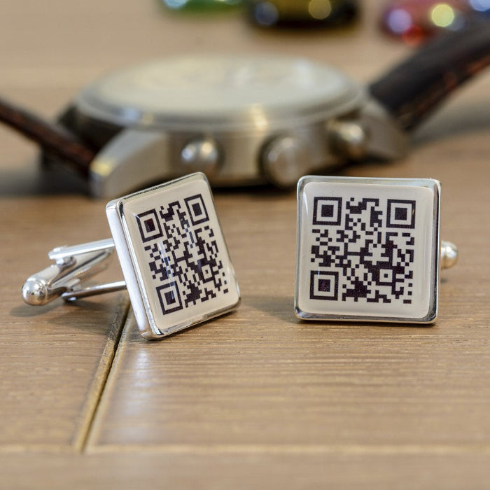 Secret Message QR Code Cufflinks